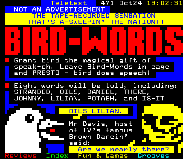 Digitiser Joke Advert: Bird Words