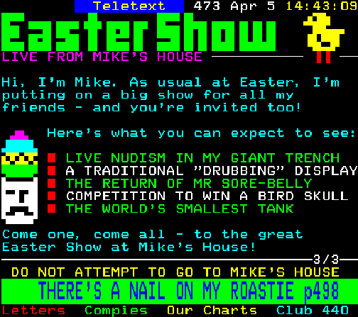 Digitiser Joke Advert: Easter Show At Mike's House