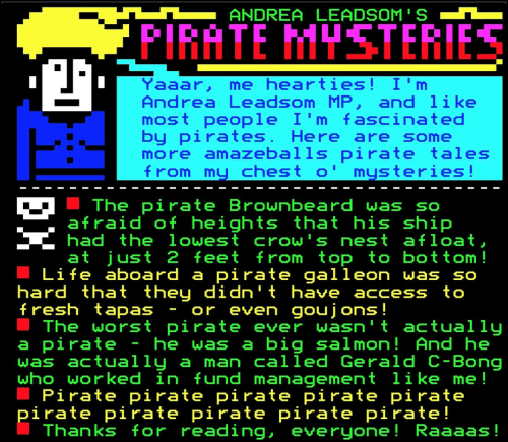 Digitiser Joke Advert: Andrea Leadsom's Pirate Mysteries