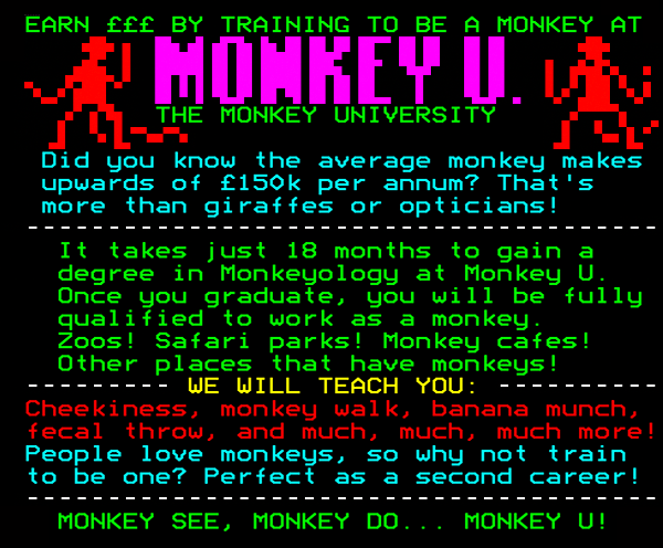Digitiser Joke Advert: Monkey U