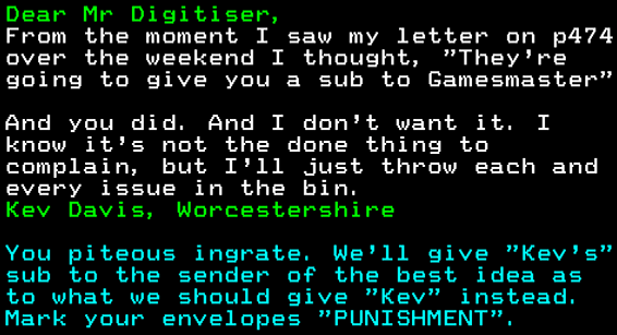 You have messed-up: Digitiser letters