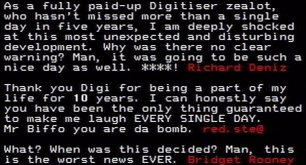 You have messed-up: Digitiser letters