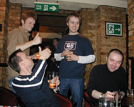 Panel 4 writer Stuart Campbell (right) with Biffo-bash attendees
