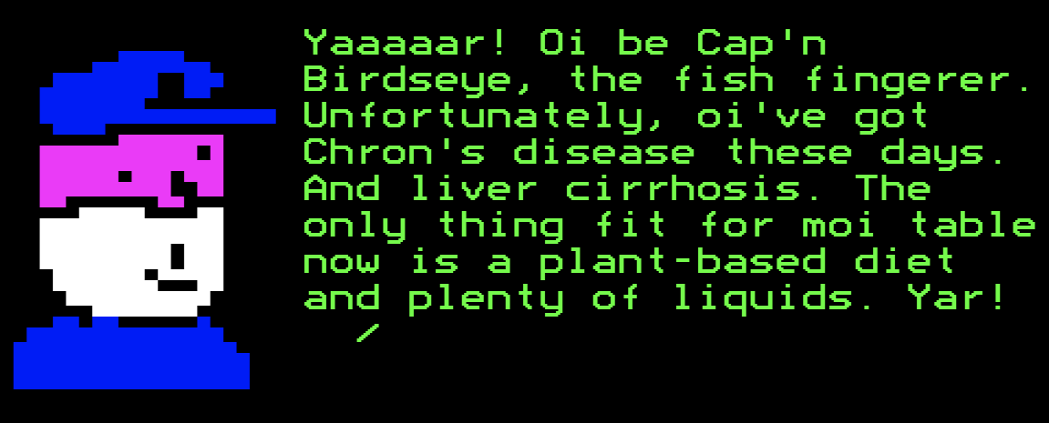 Captain Birdseye has Chron's disease