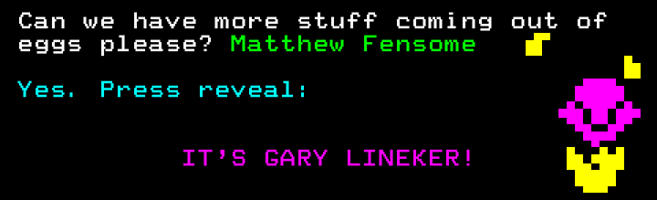 Gary Lineker coming out of an egg (Digitiser)