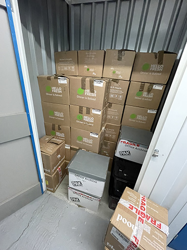 46 boxes containing around two thousand VHS tapes, ready to have teletext recovered from them