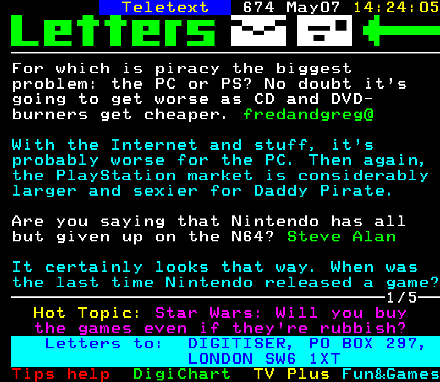Digitiser, Teletext - 1999