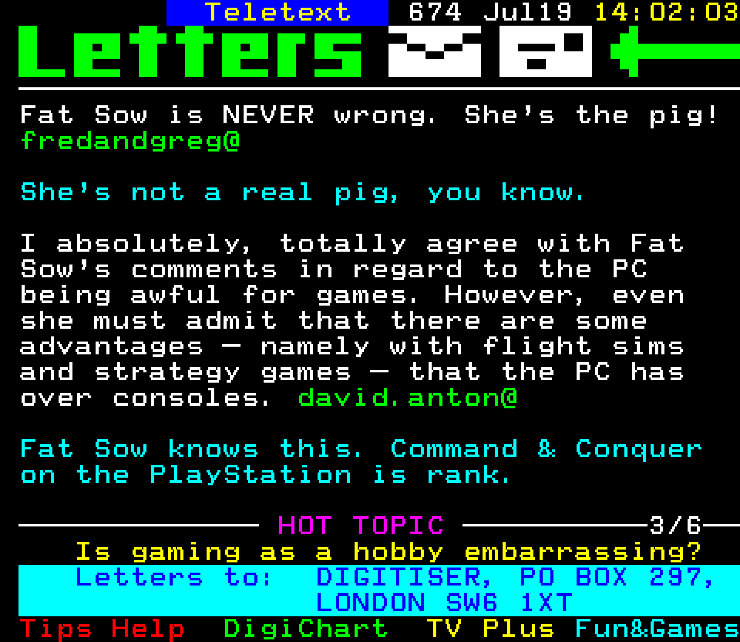Digitiser, Teletext - 1999